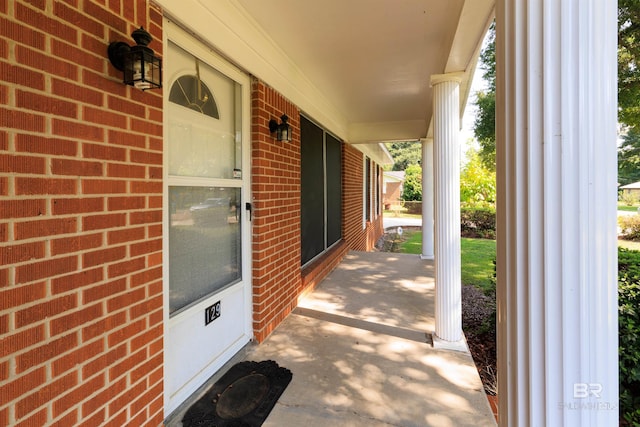 view of patio featuring a porch