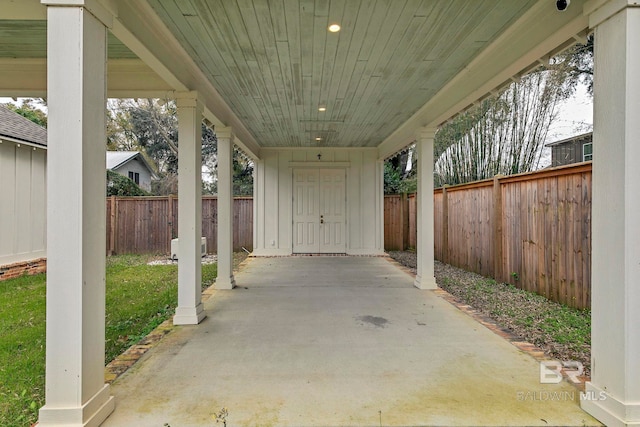 view of patio with a fenced backyard