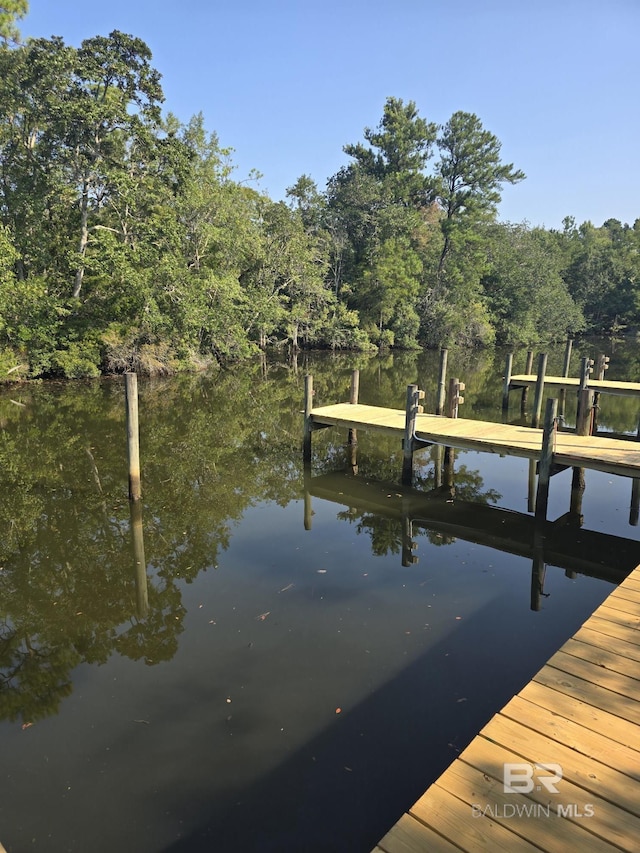 view of dock featuring a water view