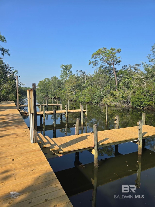 view of dock featuring a water view