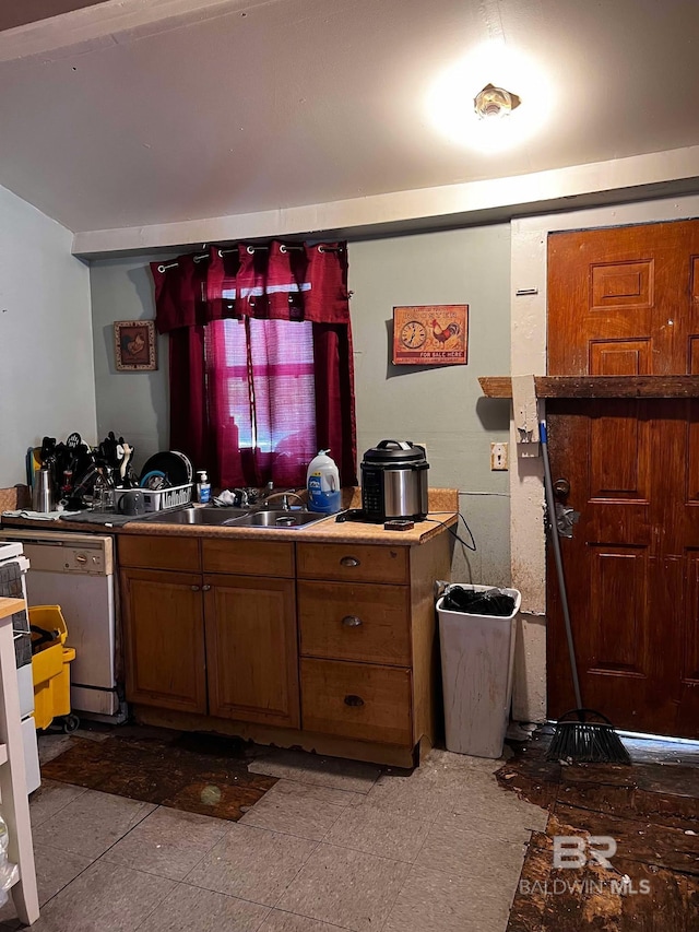 kitchen featuring sink and white dishwasher