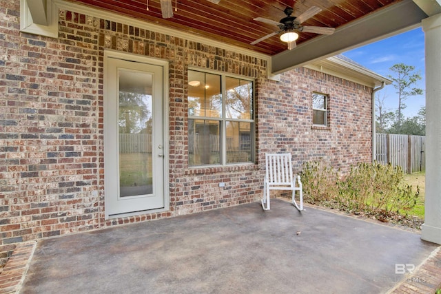 view of patio / terrace featuring ceiling fan