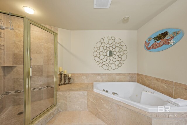 bathroom with plus walk in shower