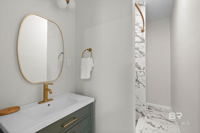 3512 Spring Hill Ave, Mobile, AL 36608 - bathroom featuring marble finish floors, vanity, and a shower