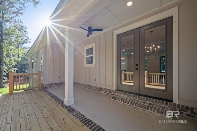 12380 Mannich Ln, Foley, AL 36580 - wooden terrace with french doors and a ceiling fan
