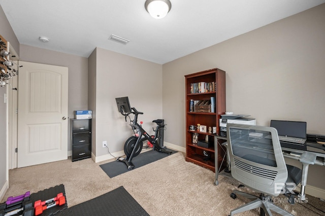 view of carpeted home office