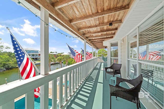 balcony with a water view