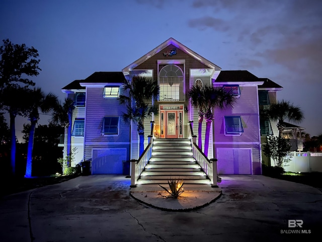 view of front of home with a garage