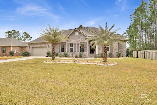 craftsman-style home featuring a garage and a front yard