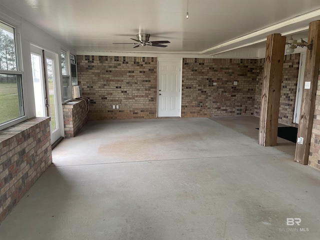 interior space featuring a ceiling fan