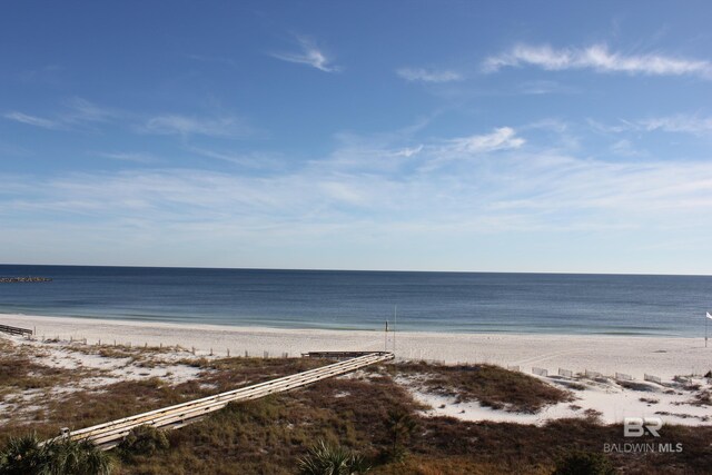 view of water feature featuring a beach view