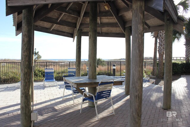 view of patio / terrace featuring a gazebo