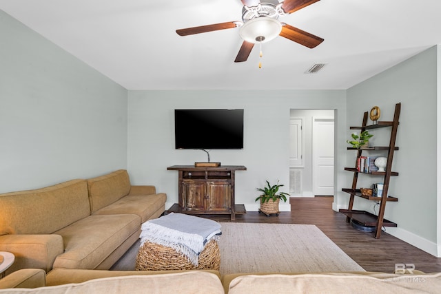 3931 Langley Ave, Foley, AL 36535 - living room featuring wood finished floors and ceiling fan