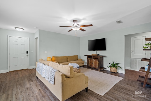 3931 Langley Ave, Foley, AL 36535 - living room with wood finished floors and ceiling fan