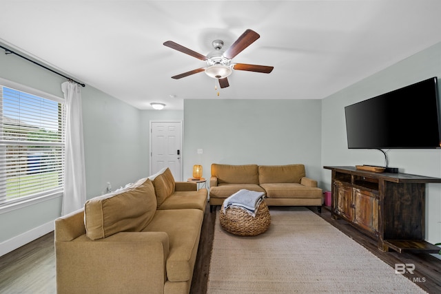 3931 Langley Ave, Foley, AL 36535 - living area with wood finished floors and ceiling fan