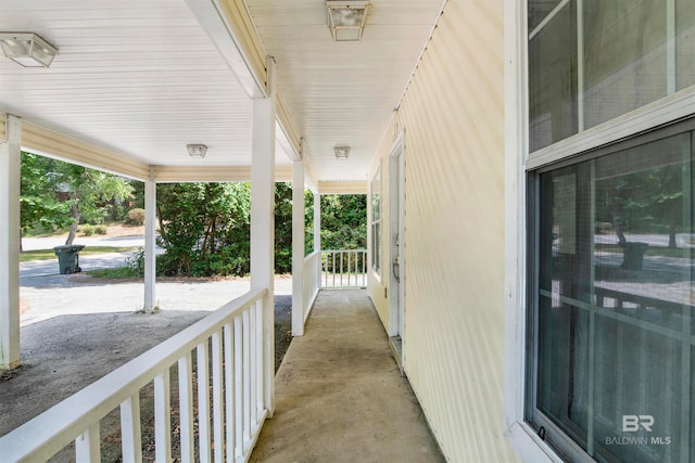 view of terrace featuring covered porch