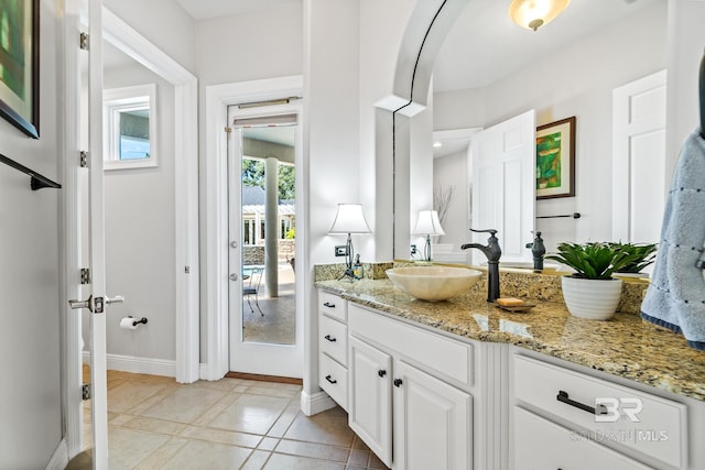 bathroom featuring vanity and tile patterned floors