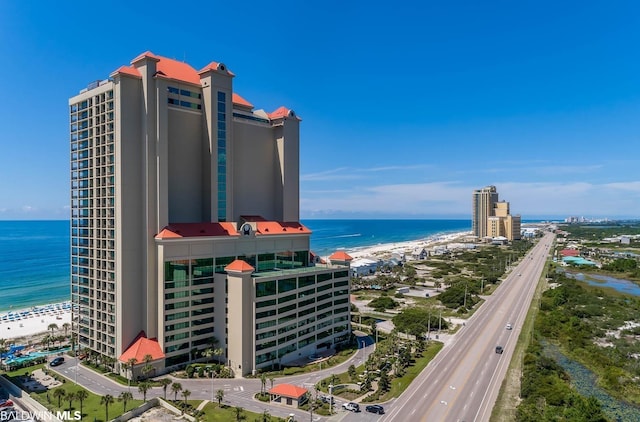 property view of water with a beach view