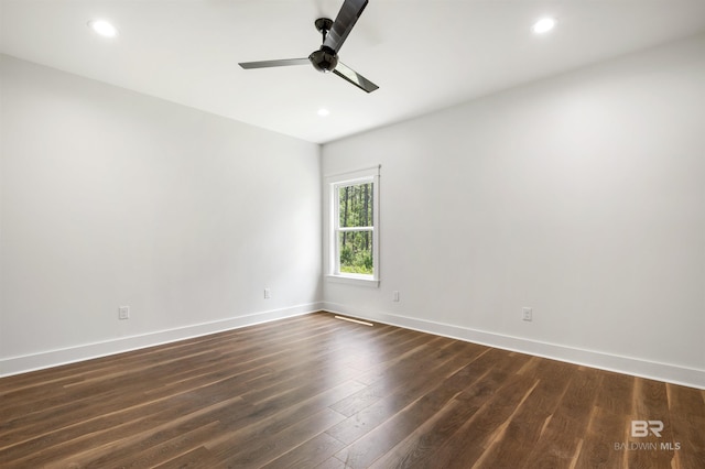 659 Island Way, Gulf Shores, AL 36542 - spare room with dark wood-style flooring, ceiling fan, baseboards, and recessed lighting
