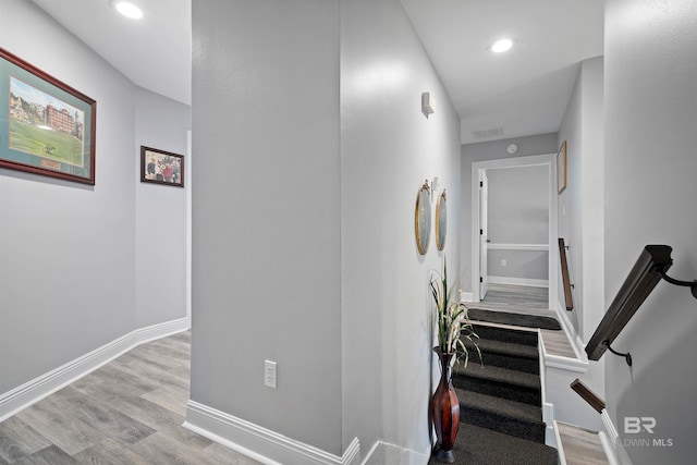 hall featuring light hardwood / wood-style flooring