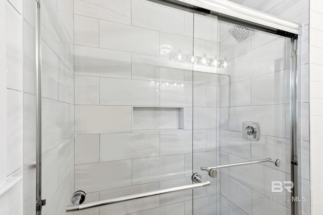 bathroom with a stall shower
