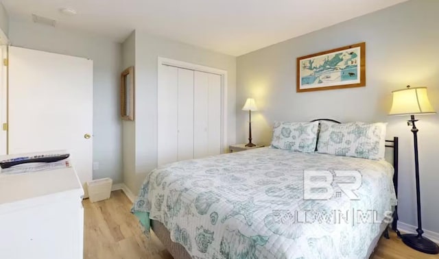 572 E Beach Blvd Unit 318, Gulf Shores, AL 36542 - bedroom featuring light wood finished floors, a closet, and baseboards