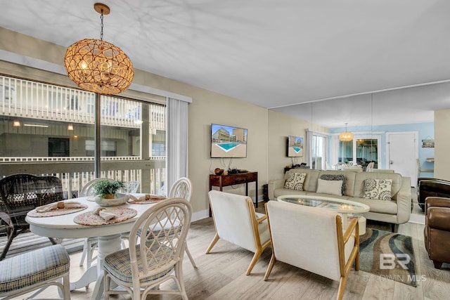 living room with light hardwood / wood-style floors