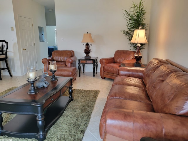 view of tiled living room