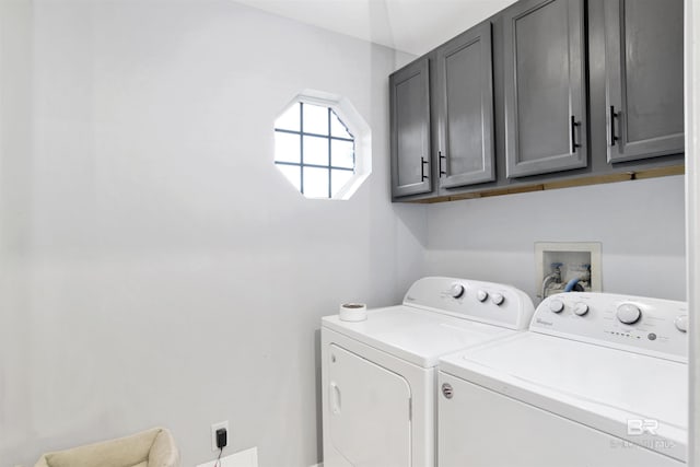 laundry area featuring cabinet space and independent washer and dryer
