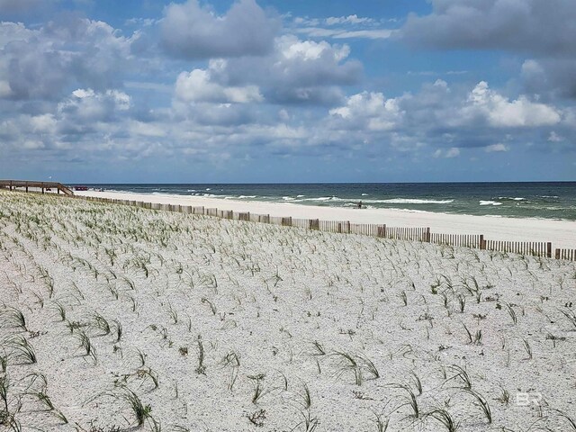 view of water feature featuring a beach view