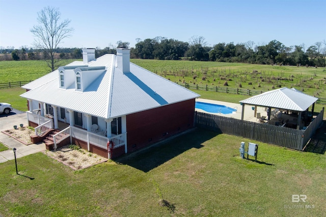 aerial view featuring a rural view