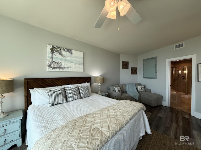 28105 Perdido Beach Blvd Unit C211, Orange Beach, AL 36561 - bedroom with wood finished floors, ceiling fan, and visible vents