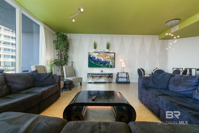 view of tiled living room