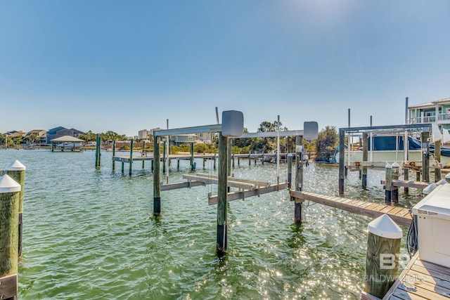 view of dock featuring a water view