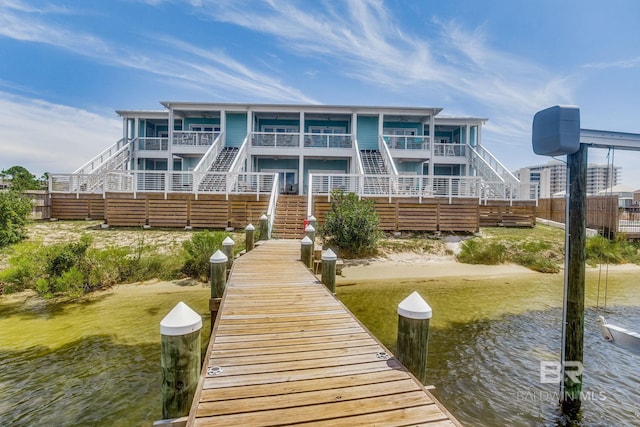 exterior space with a water view