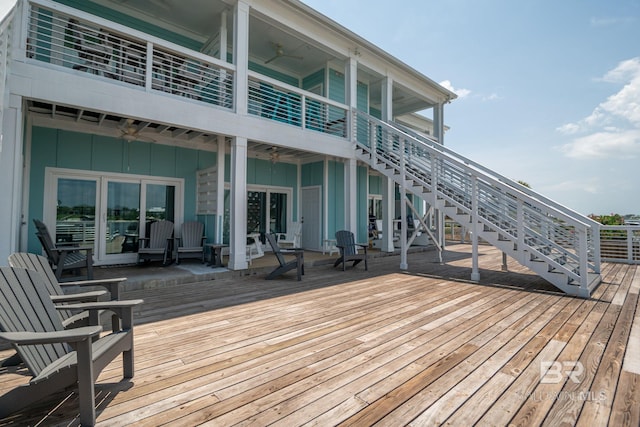 17290 Perdido Key Dr Unit A1, Pensacola, FL 32507 - deck with stairway and a ceiling fan