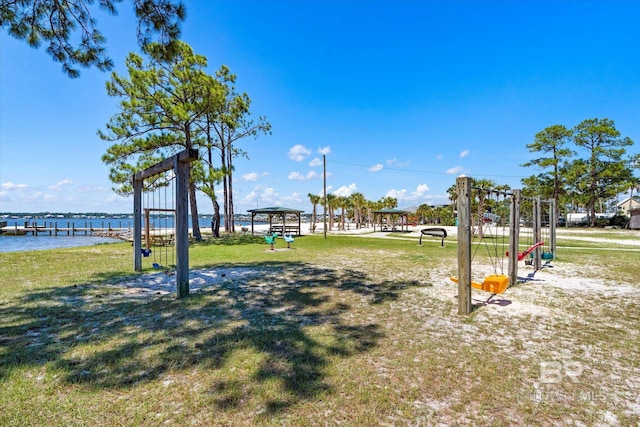 5570 Bay La Launch Ave, Orange Beach, AL 36561 - surrounding community featuring a lawn, a water view, and a gazebo