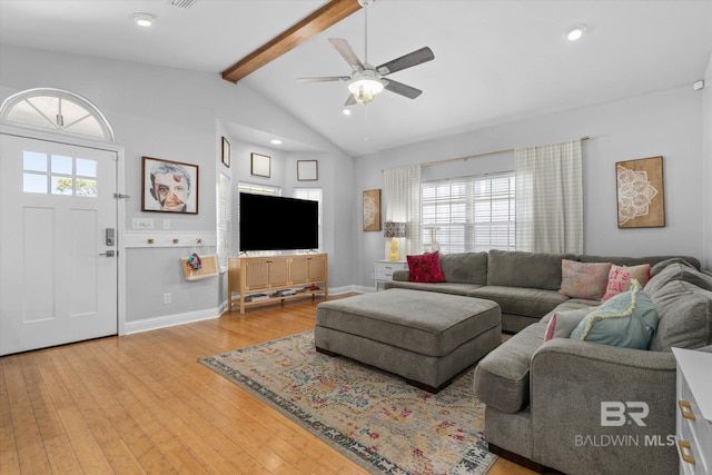 5570 Bay La Launch Ave, Orange Beach, AL 36561 - living area featuring light wood-style flooring, ceiling fan, recessed lighting, and baseboards
