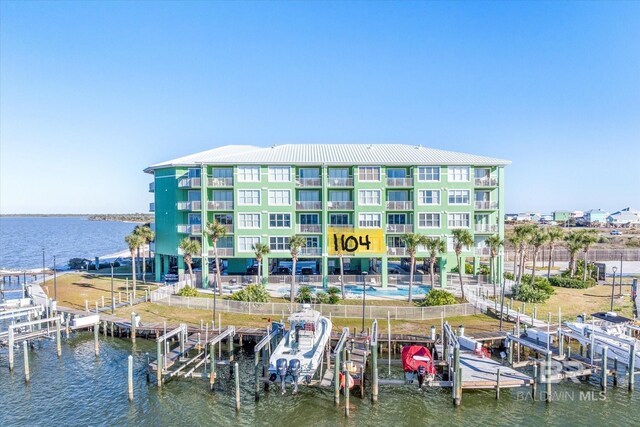 view of dock featuring a water view