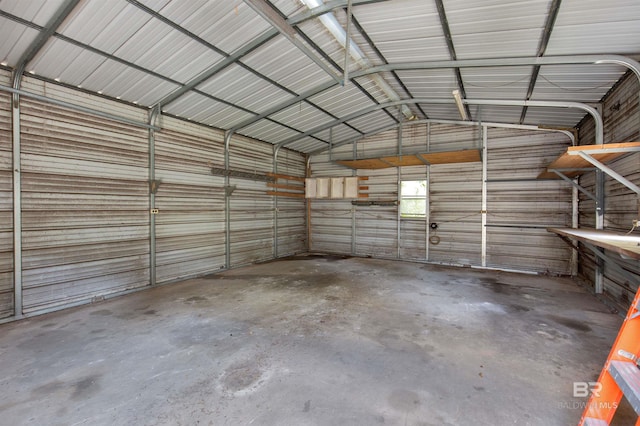 garage featuring metal wall