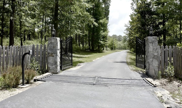 51600 State Highway 59, Bay Minette, AL 36507 - view of asphalt driveway with a gate, street lights, and a gated entry