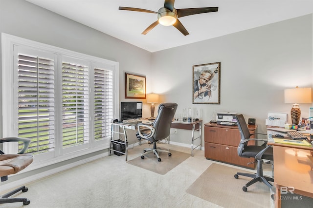 607 Wedgewood Dr, Gulf Shores, AL 36542 - office featuring carpet flooring, a ceiling fan, and baseboards