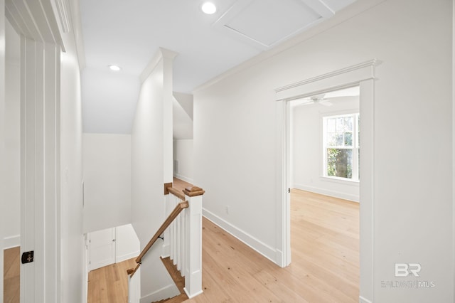 corridor with light hardwood / wood-style flooring