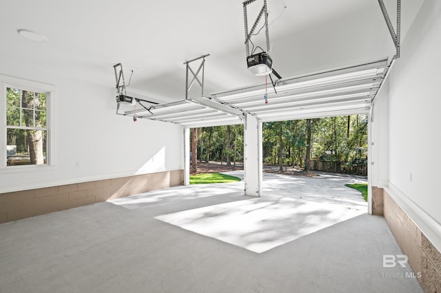 garage with a garage door opener