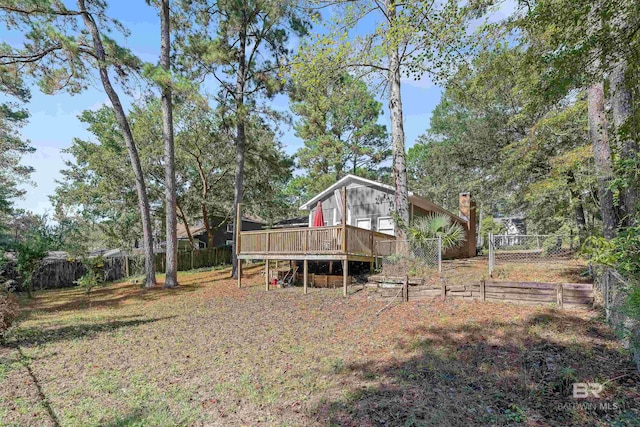 view of yard featuring a deck