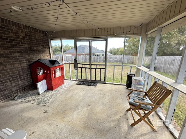 view of unfurnished sunroom