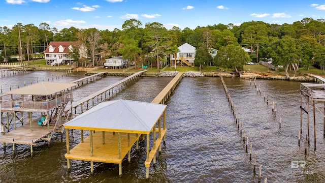 view of dock featuring a water view