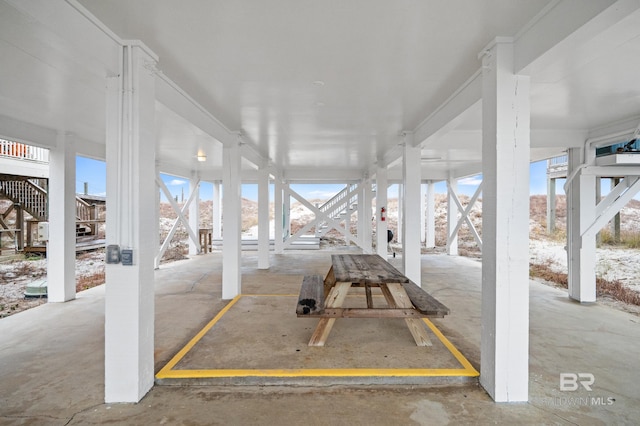 view of patio / terrace with a mountain view