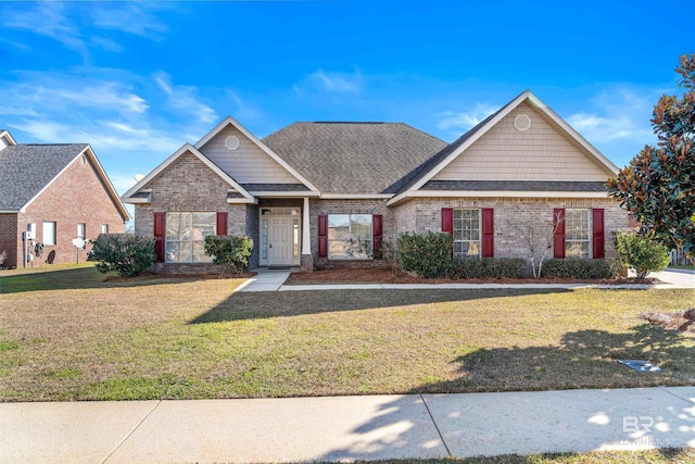 view of front of home with a front lawn