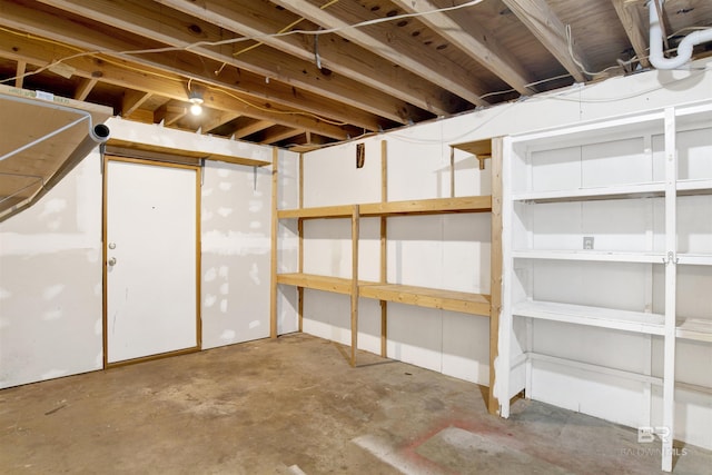 view of unfinished basement